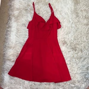 Red loose skater skirt dress